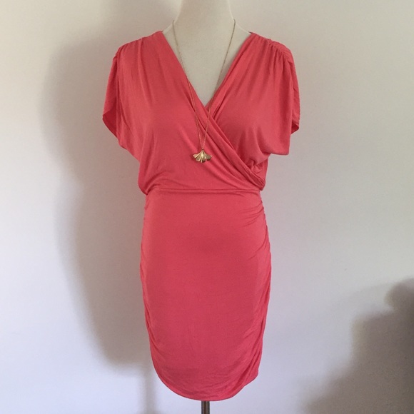 Green Envelope Dresses & Skirts - Kimono Style Cap Sleeve Coral Pink Dress